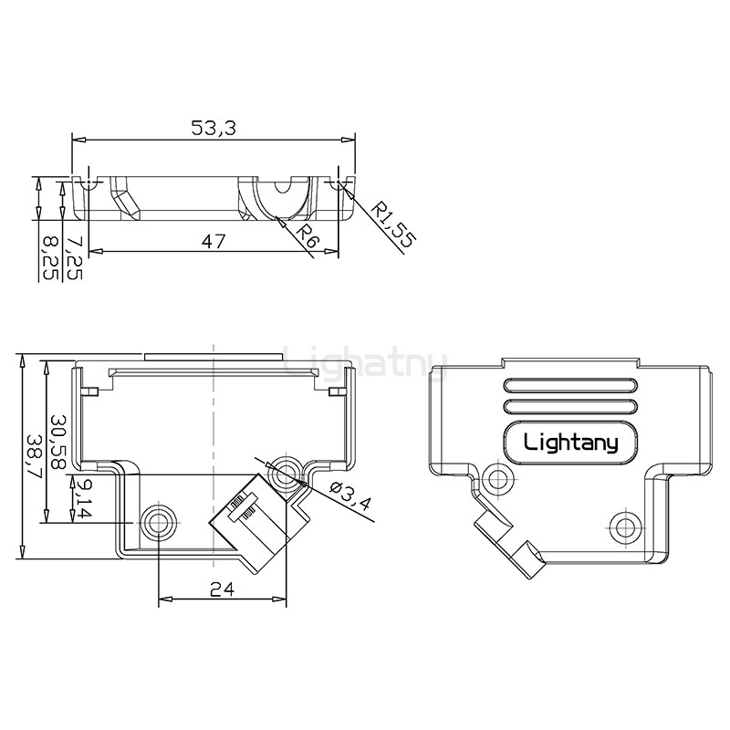 592-25P-D-SUB金属外壳-斜出线4~12mm